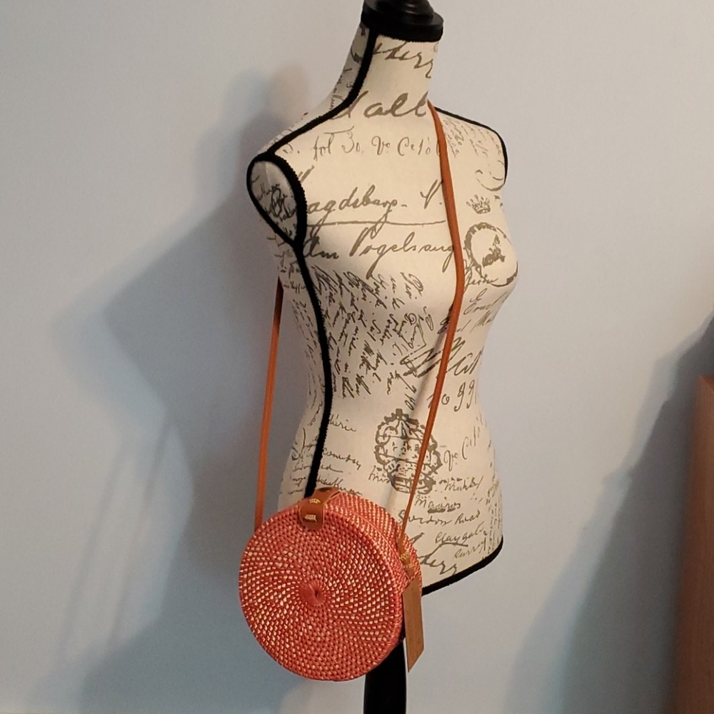 Bali rattan crossbody bag.